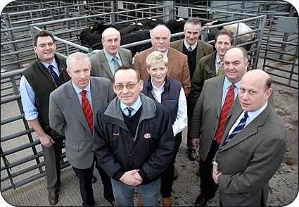 Cumbria Association of Livestock Auctioneers' secretary, front left, David Dickinson and chairman front right, Robert Addison, with left to right, Adam Day of Mitchells' Auction Company, Donald Young of Penrith and District Farmers' Mart, John Hughes of North West Auctions, Libby Bell of Hopes Auction Company, Neil McCleary of Cumberland and Dumfriesshire Farmers Mart, LAA secretary Chris Dodds, Andrew Wright of Ulverston Mart and David Crowden of Penrith and District Farmers' Mart.