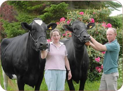 Ellen and Mark Mallinson with, left, Carhall Lyster Elizabeth and Carhall Jordan Elizabeth