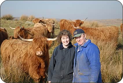 Neale and Janet with Highland cattle