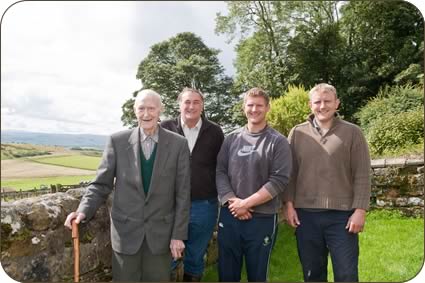 Three generations of the Murray family - left to right, Alastair, Angus, Andrew and Jamie at Sewing Shields 